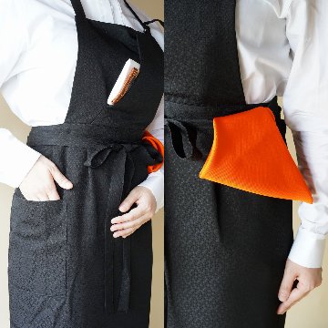茶礼お稽古エプロン　黒　共布ベルトの画像
