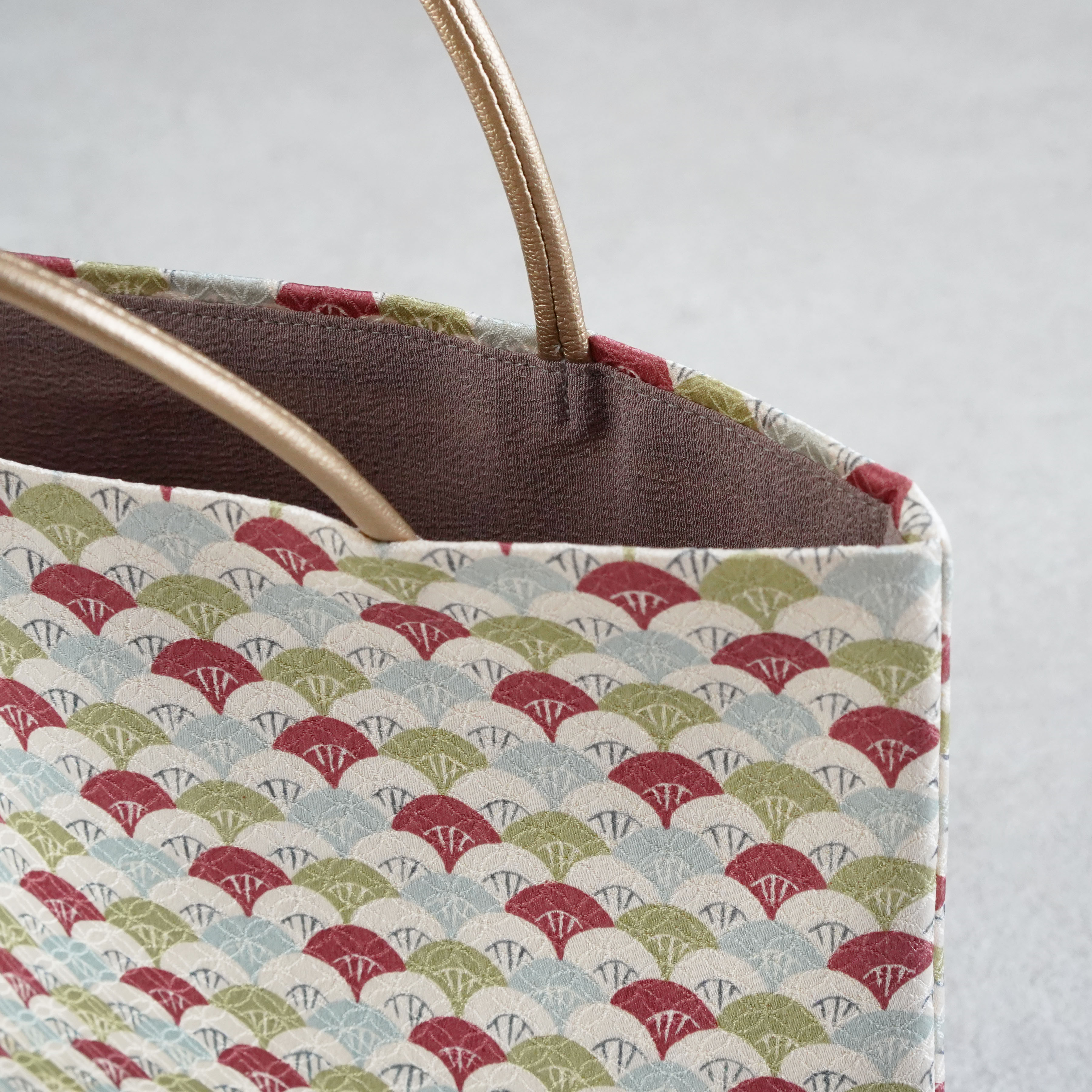 茶礼袋102　扇面　絹の画像