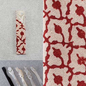 福楊枝入れ＋福楊枝　136インド手紡ぎ更紗　赤の画像