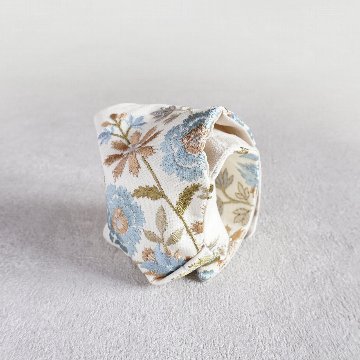 茶器袋　大津型51　刺繍　クリーム×アクアの画像