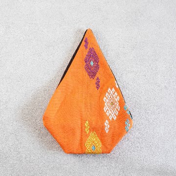 ふかふか茶碗袋S 83ミャンマー刺繍　オレンジの画像