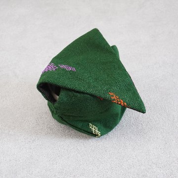 ふかふか茶碗袋S 84ミャンマー刺繍　緑の画像