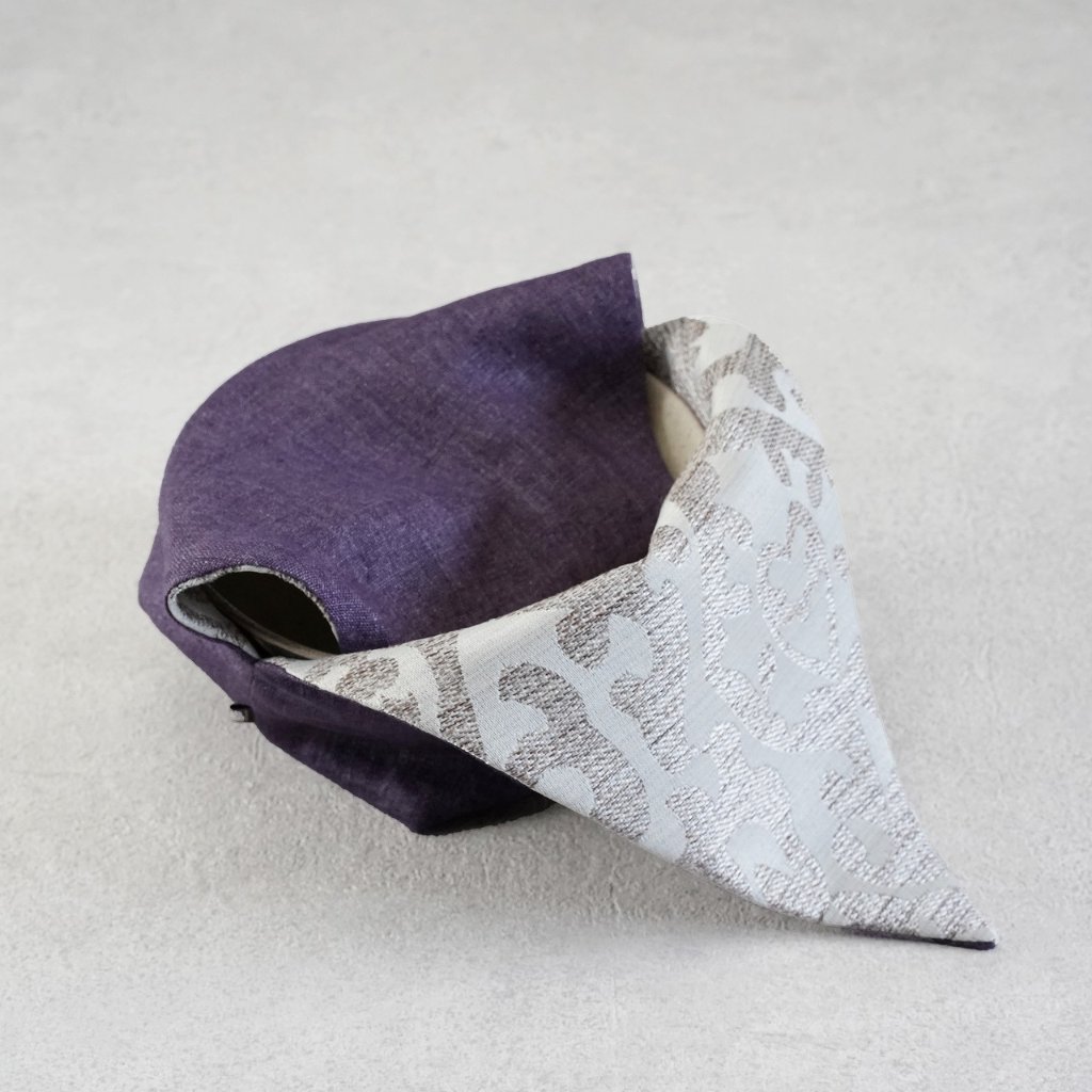 茶碗袋M 118　麻×ダマスク柄ジャガード織の画像