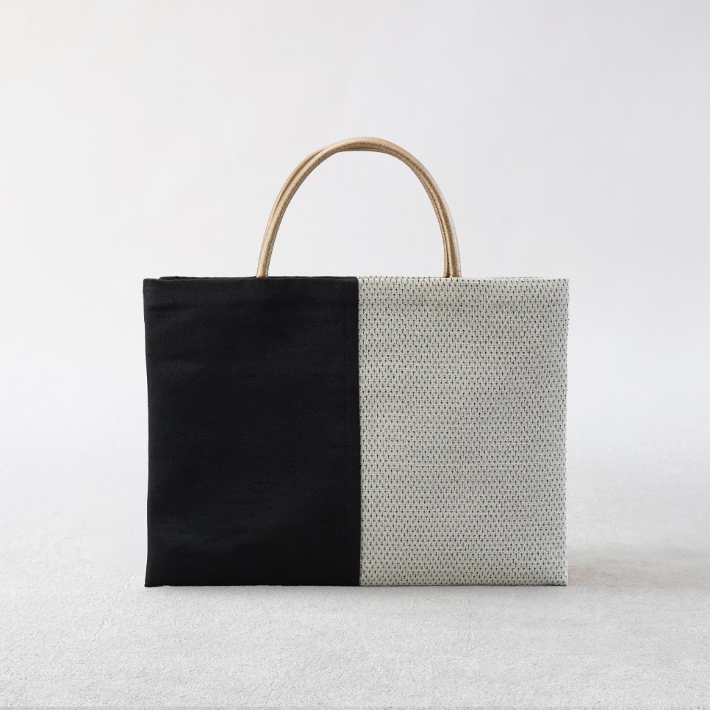 茶礼袋105　紬×黒シャンタンの画像