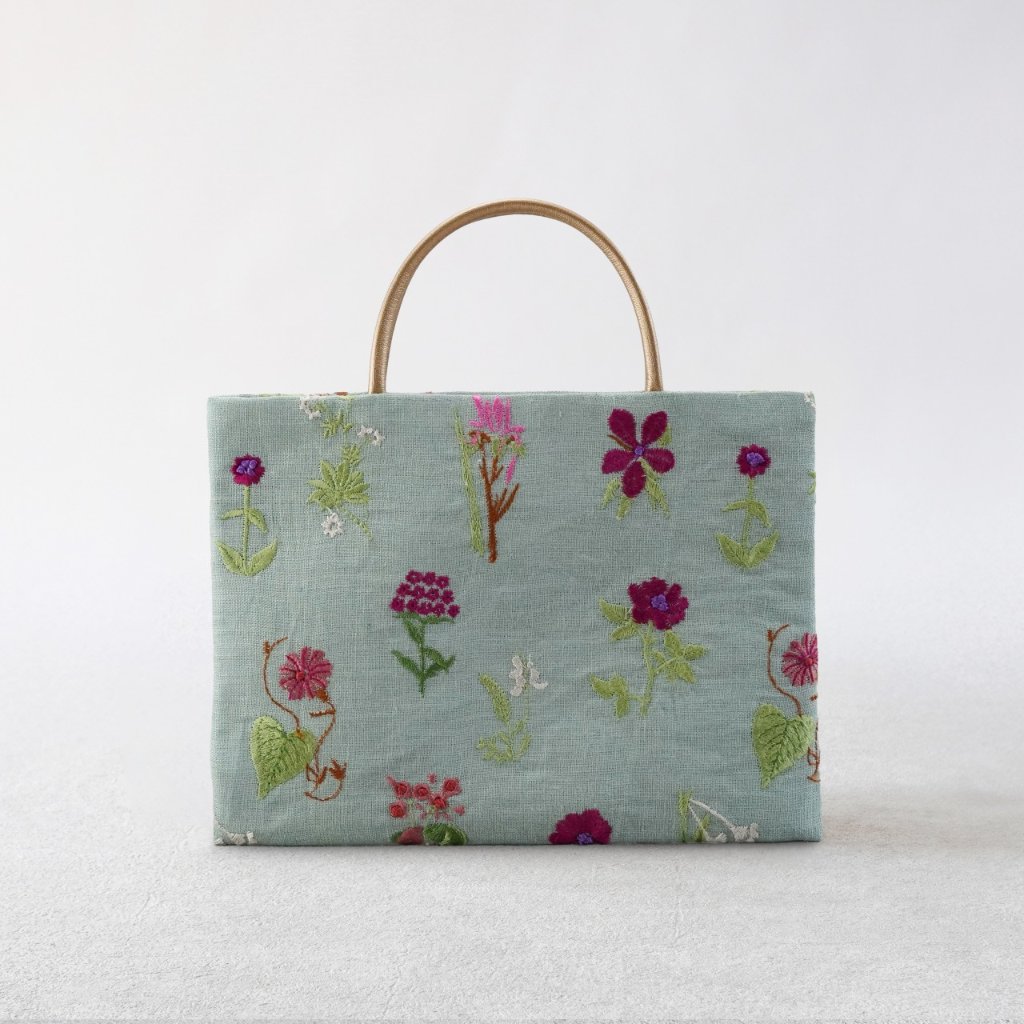 茶礼袋106 花刺繍 緑