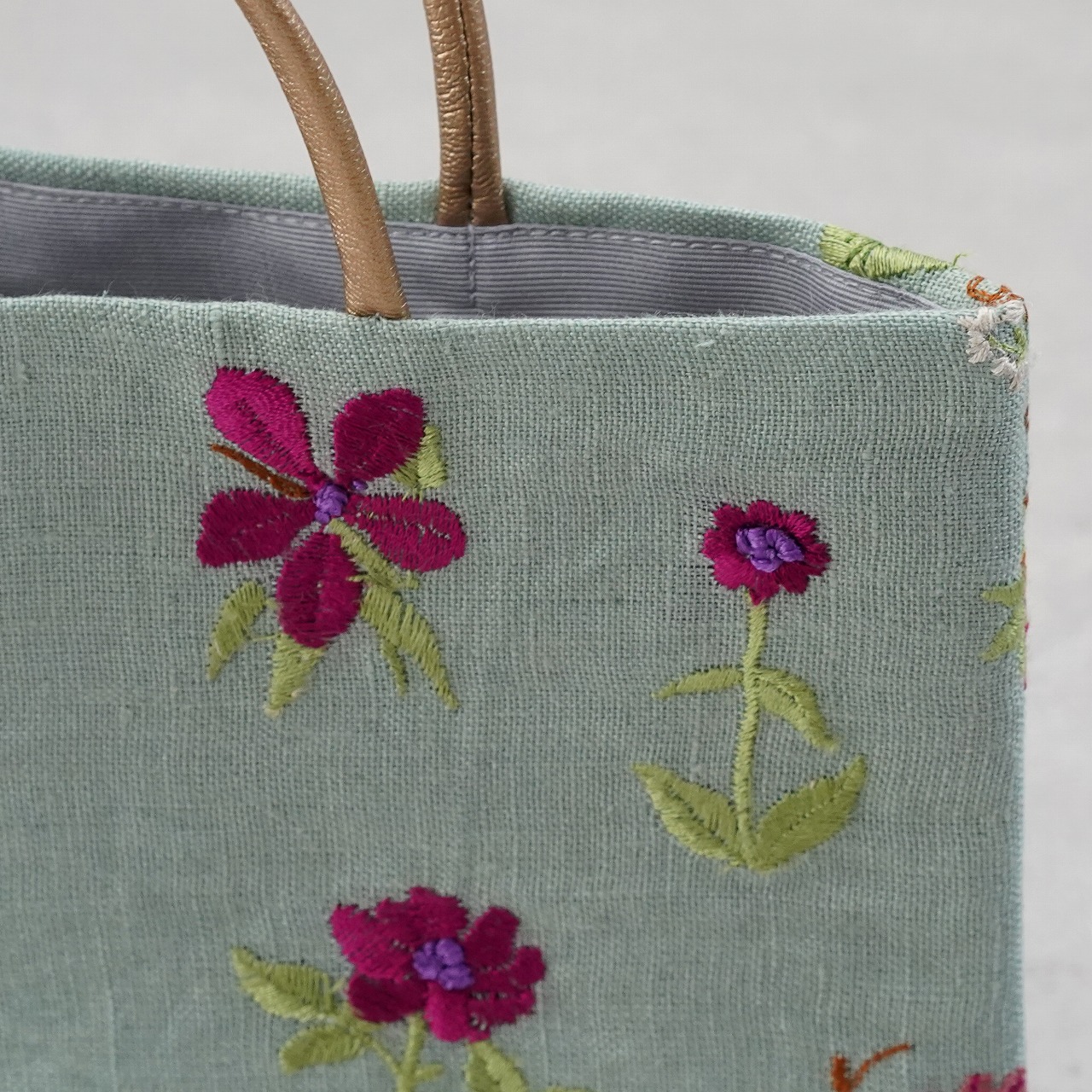 茶礼袋106　花刺繍　緑の画像