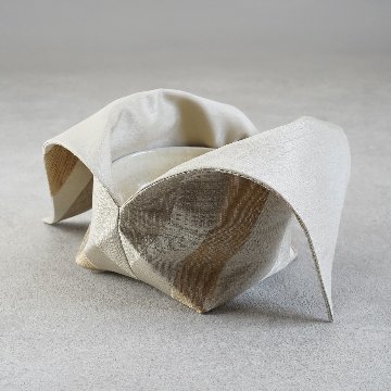 茶碗袋L 122よろけ縞　シャンパンゴールドの画像