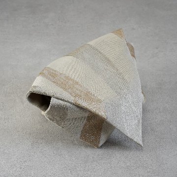 茶碗袋L 122よろけ縞　シャンパンゴールドの画像