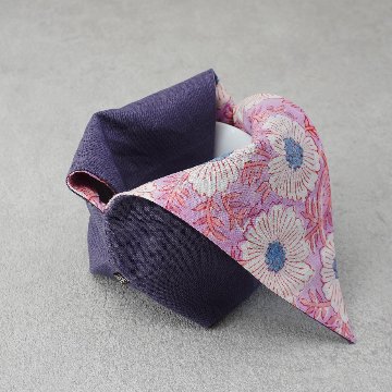 茶碗袋S81　麻×インド更紗の画像