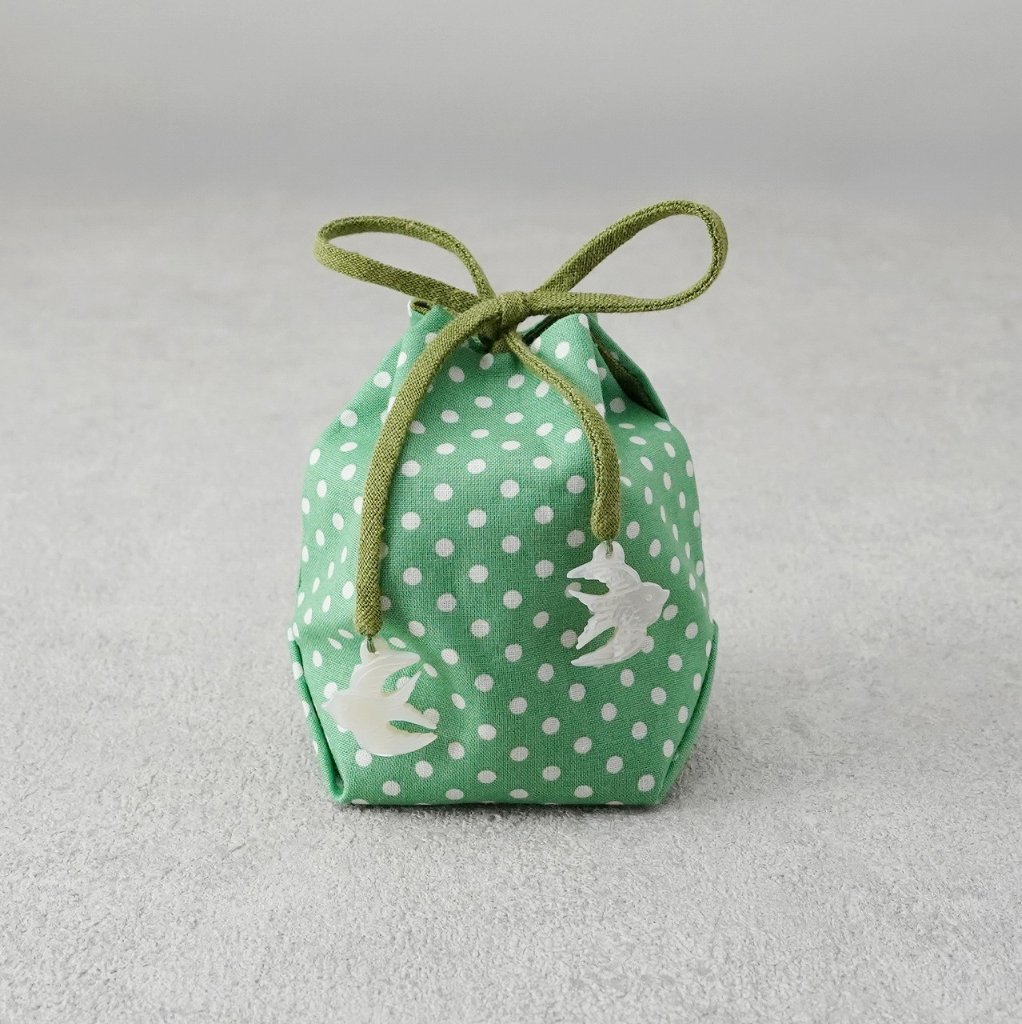 茶器袋 巾着型62 ポルカ・ドット・グリーンの画像