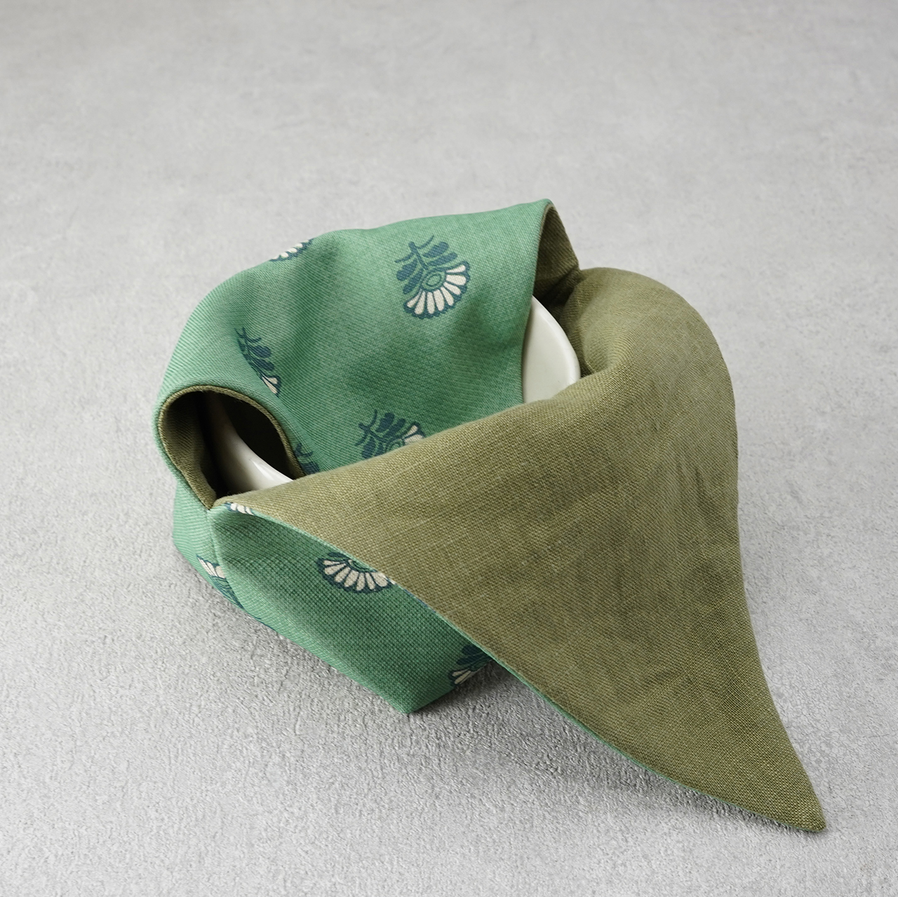 茶碗袋S80　麻×綿　ライムの画像