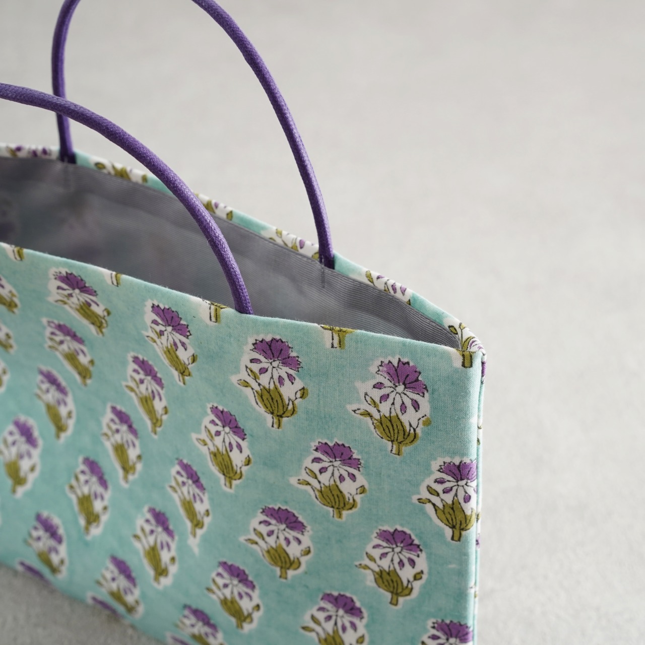 カラフル茶礼袋115　インド型押し更紗　矢車菊の画像