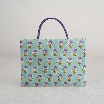 カラフル茶礼袋115　インド型押し更紗　矢車菊の画像