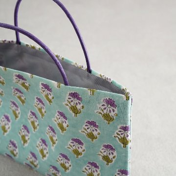 カラフル茶礼袋115　インド型押し更紗　矢車菊の画像