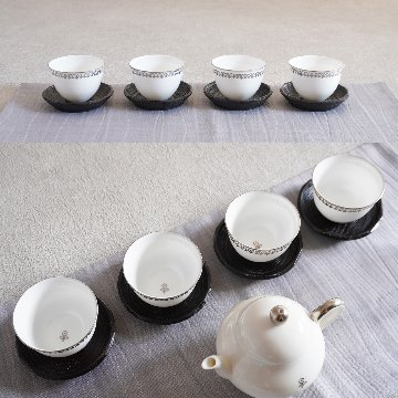嘉門工藝オリジナル茶杯＋村瀬治兵衛茶托　１客組の画像