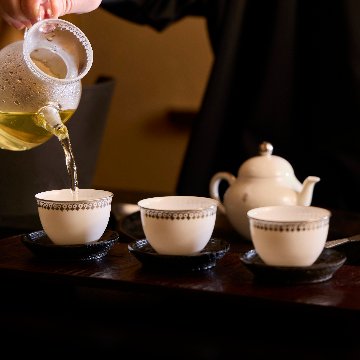 嘉門工藝オリジナル茶杯＋村瀬治兵衛茶托　１客組の画像