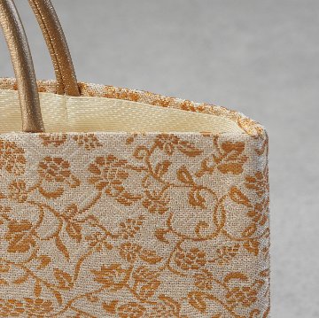 茶礼袋128　西陣織　菱地花唐草　金の画像