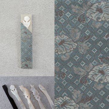福楊枝入れ＋福楊枝　155　小菱地牡丹　青の画像