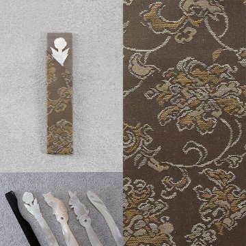 福楊枝入れ＋福楊枝　157　牡丹唐草　茶の画像