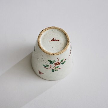 花鳥文美濃焼湯呑み＋沢栗平山皿（5寸）1客の画像