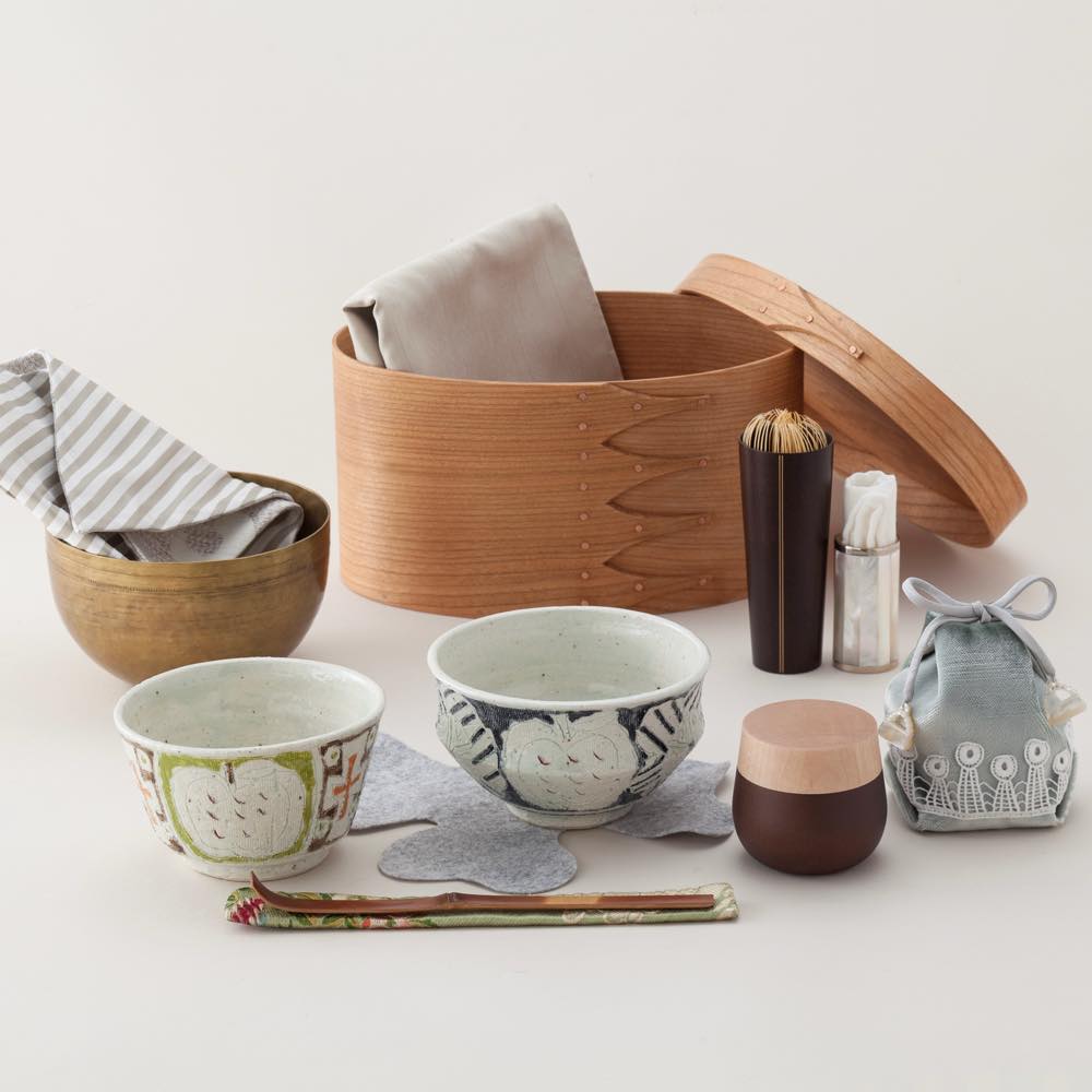 おもてなし茶箱　「歓」ナチュラル・黒　松尾三希子　重ね茶碗画像