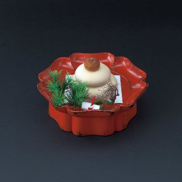 「村瀬治兵衛作　根来輪花盆 　吉祥飾り」の画像