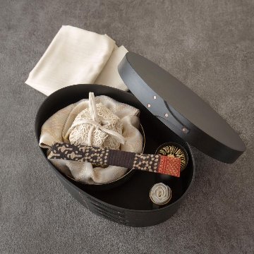 「オーバルボックスM(黒)」　藤平寧銀彩・シノワズリ重ね茶碗　オンラインショップ特別価格画像