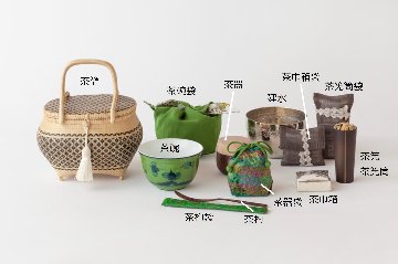 旅持ち茶籠「万歳楽」　仏シノワズリ布画像