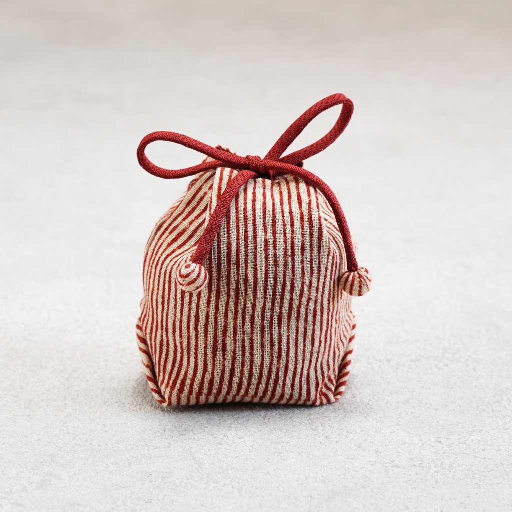 茶器袋 巾着型09　手紡ぎインド更紗の画像