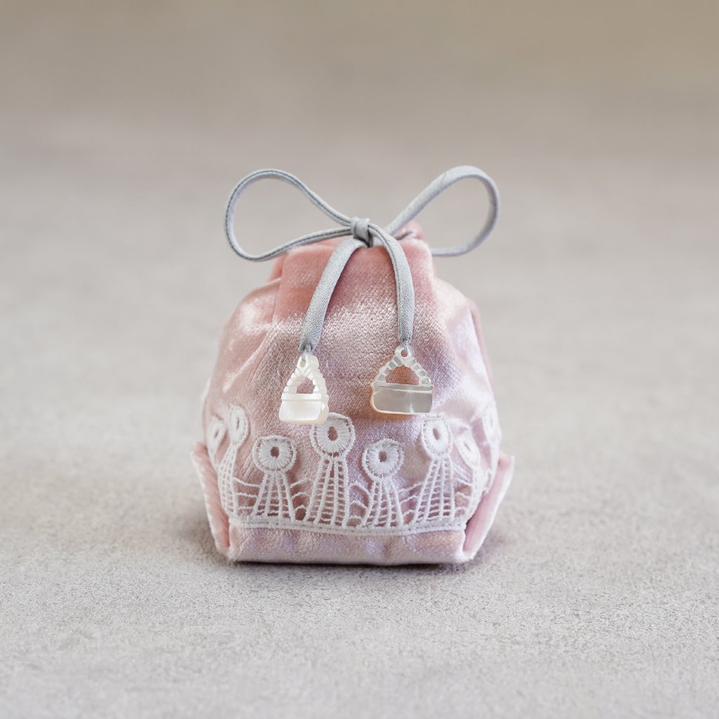 茶器袋 巾着型32　仏蘭西ベルベット×レースリボンの画像