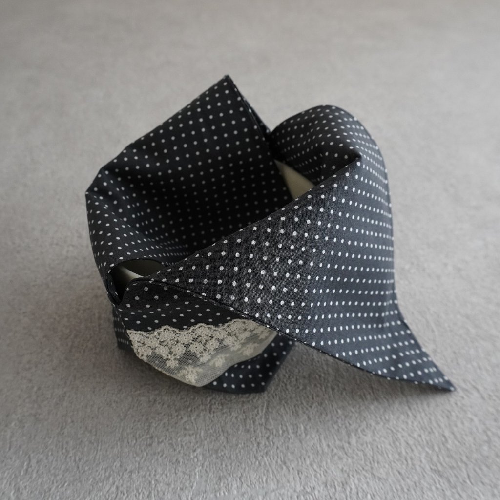 茶碗袋S 49　水玉×レースの画像