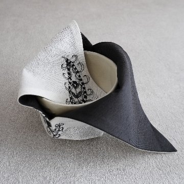 茶碗袋S 40　刺繍モノトーンの画像