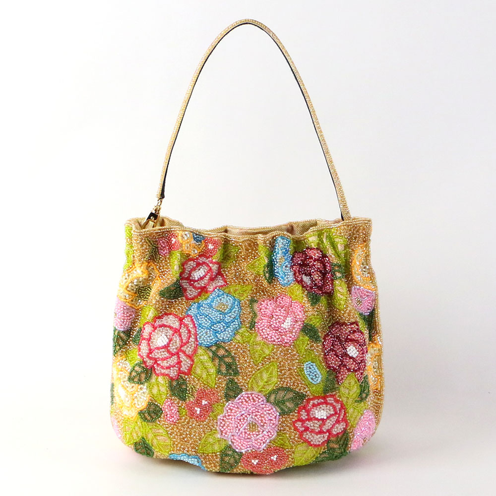 プリントビーズ巾着型 2WAYポシェットの画像