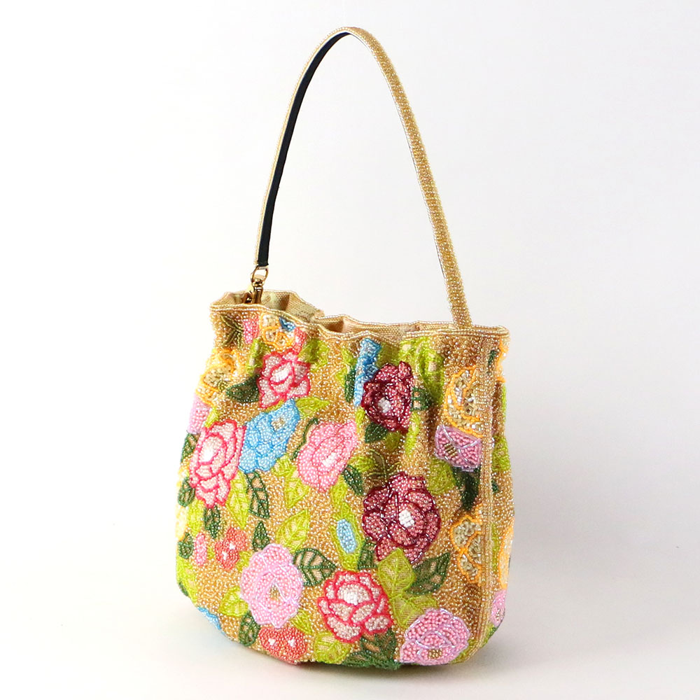 プリントビーズ巾着型 2WAYポシェットの画像