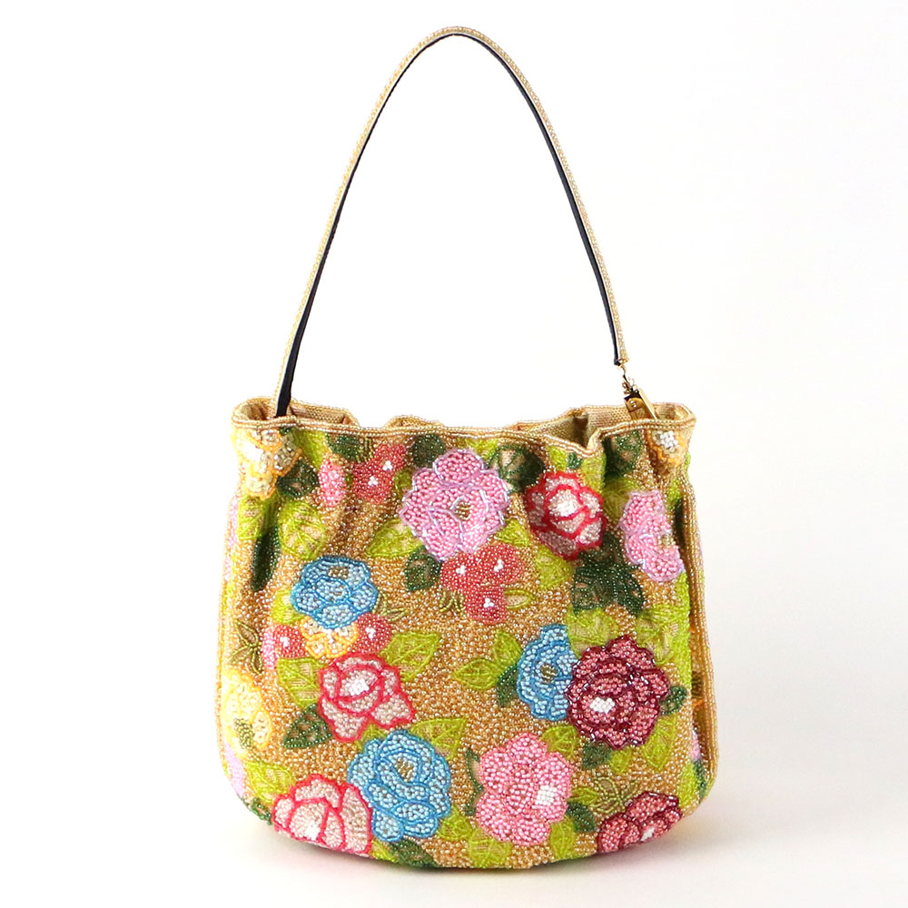 プリントビーズ巾着型 2WAYポシェットの画像