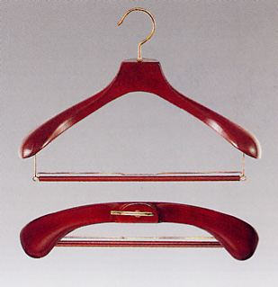 K-428マホガニー色　ゴールドフック 肩幅430mm 木製ハンガー　 (10本～）の画像