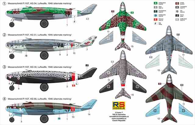 RSモデル92261　 ドイツ空軍 メッサーシュミット Me P.1107 長距離ジェット爆撃機 KG54 1946　1/72スケール　プラモデルキットの画像