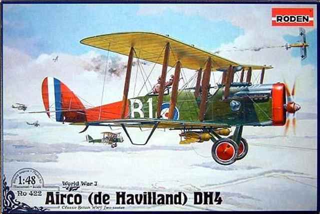 ローデン 1/48 英・デハビランドDH-4単発複葉爆撃機 プラモデル RO422の画像