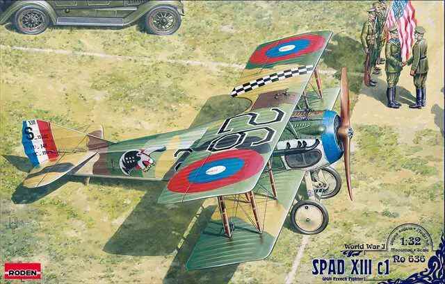 ローデン 1/32 仏スパッド XIIIc.1 後期型・米エース乗機･複葉戦闘機 WW1 プラモデル RO636の画像