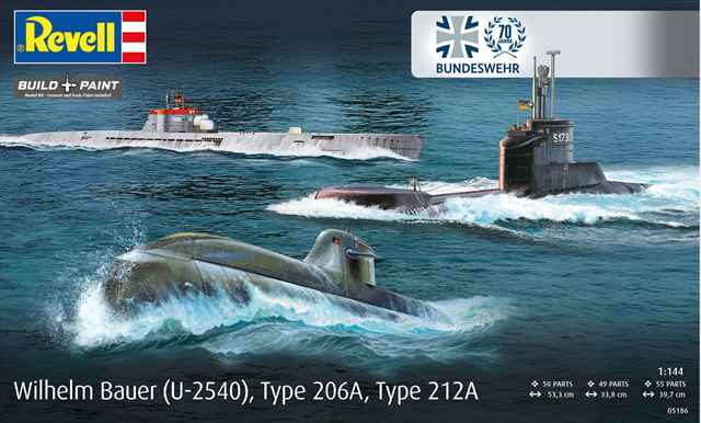 レベル 1/144 ドイツ連邦軍70周年記念 海軍潜水艦3隻セット プラモデル RV05186の画像