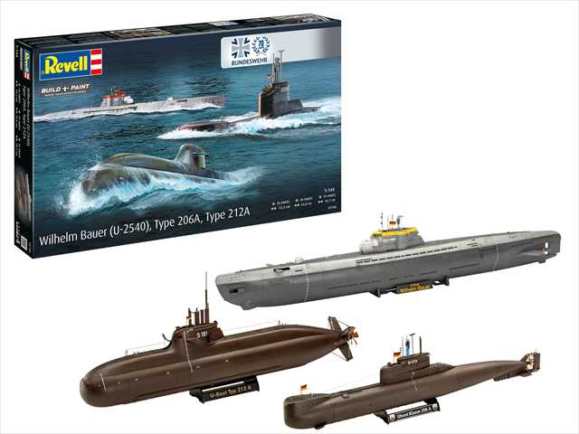 レベル 1/144 ドイツ連邦軍70周年記念 海軍潜水艦3隻セット プラモデル RV05186の画像
