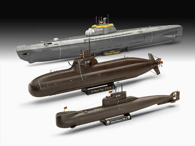 レベル 1/144 ドイツ連邦軍70周年記念 海軍潜水艦3隻セット プラモデル RV05186の画像