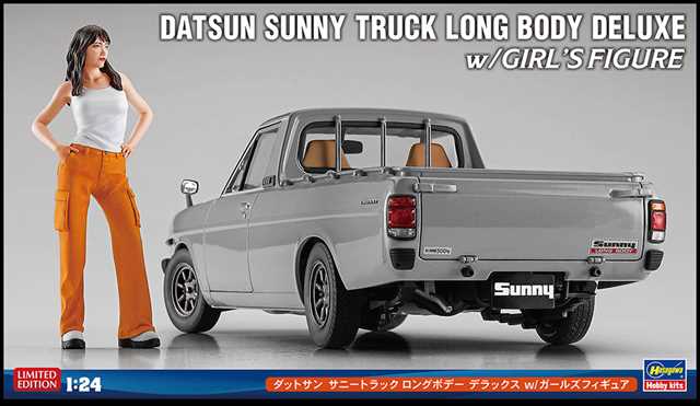 ハセガワ 1/24 ダットサン サニートラック ロングボデー デラックスw/ガールズフィギュア プラモデル HSP626の画像