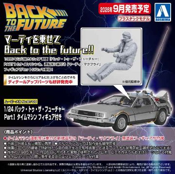 アオシマ 1/24 バック・トゥ・ザ・フューチャー PartⅠ タイムマシン フィギュア付き プラモデル ABT05 2026.09月発売予定の画像