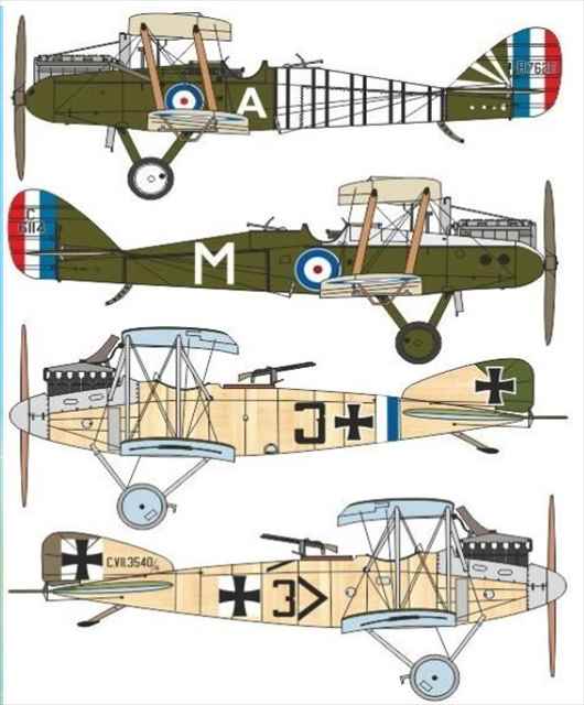 バロム 1/144 エアコ DH.9 vs. アルバトロス C.VII (2+2 in1) 計4機入り プラモデル VAL14455の画像