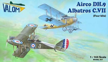 バロム 1/144 エアコ DH.9 vs. アルバトロス C.VII (2+2 in1) 計4機入り プラモデル VAL14455の画像