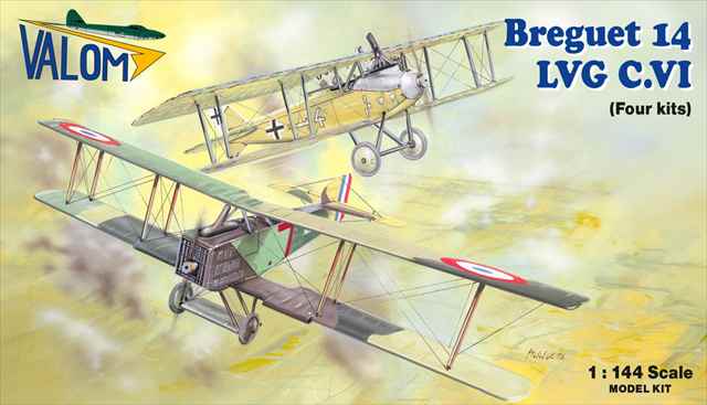 バロム 1/144 ブレゲー 14 vs. LVG C.VI (2+2 in1) 計4機入り プラモデル VAL14456の画像