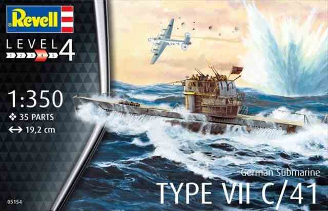 1/350 ドイツ海軍 Uボート タイプ VIIC/41 プラモデル 05154 の画像