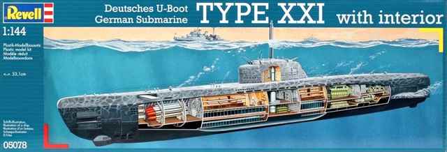 レベル 1/144 ドイツ 潜水艦 Uボート タイプ XXI 内部インテリア プラモデル 05078の画像