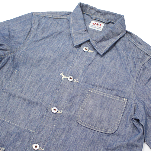 鬼デニム13ozスーパーヘビーシャンブレーカバーオール｢03501-SHVCH｣の画像